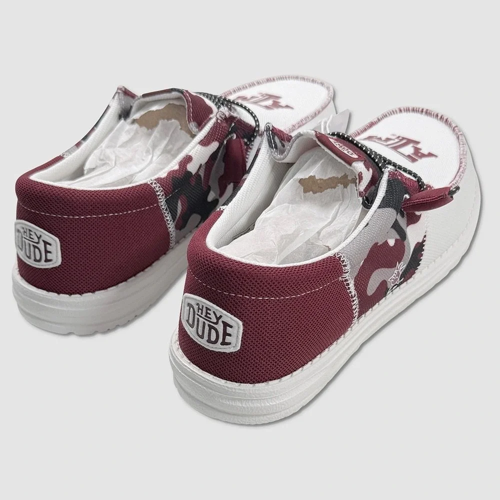 Hey Dude Wally Tri Texas A & M Shoes - NEW Mens 11 White / Maroon - #49585-OF